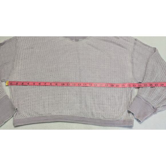 Free People We The Free Size Small Southside Thermal Top Oversize V-Neck Waffle - Picture 11 of 13